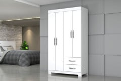 Roupeiro Josan Light Plus 4 Portas 2 Gavetas Branco