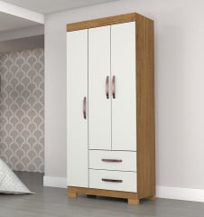 Roupeiro Light Plus 3 Ports 2 Gavetas Cinamomo Off White